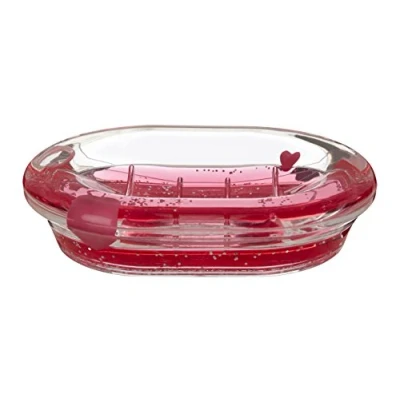 Imagen de Premier Housewares Jabonera con Flotante Corazones, acrílico, Transparente/Rojo, 10 x 14 3 cm