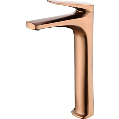 Imagen de MICE Grifo Monomando con caño alto para lavabo fabricado en latón lavamanos Griferia Alta de (Oro Rosa Cepillado)