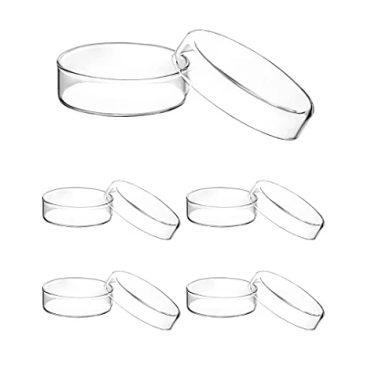Imagen de QWORK Placas de Petri Vidrio Borosilicato con Tapas para Laboratorio Experimento Estudios, 60mm x 18mm, 5 Piezas