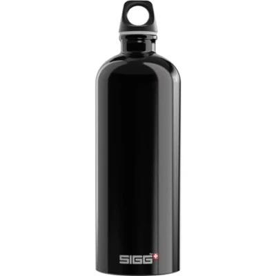 Imagen de SIGG Traveller Black botella cantimplora (1 L), con tapa hermética sin sustancias nocivas, de aluminio ligera