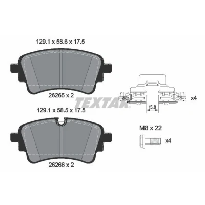 Imagen de TEXTAR 2626503 Juego de pastillas freno no preparado para indicador desgaste con tornillos pinza accesorios AUDI: A4 B9 Avant