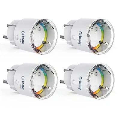 Imagen de GHome Enchufe Inteligente, Mini WIFI, Alexa con Monitoreo de Energía, Solo WiFi 2.4G, Funciona y Google Home, Certificado TÜV, 10A，4 Pack