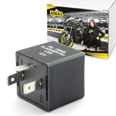 Imagen de Area1 Relé de intermitente digital universal para motocicleta, bombillas LED incandescentes y halógenas, 12 V, 3 pines, electrónico, compatible con
