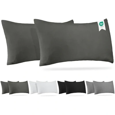 Imagen de BARBONS Fundas Almohada 40x70 Juego de 2, 100% Algodón, Cremallera Invisible Tejido Suave y Lavable Transpirable Certificado Oeko Tex Decorativas para Sofá Silla (40x70) cm Anthracite