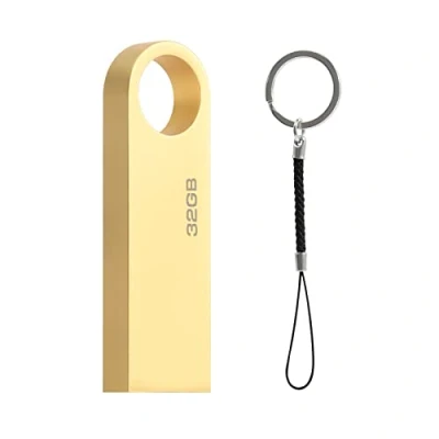 Imagen de Pen Drive 32 GB, Mini Memorias USB GB Flash Memoria Stick 32GB con Llavero Colgante para Computadoras, Tabletas y Otros Dispositivos (Oro)