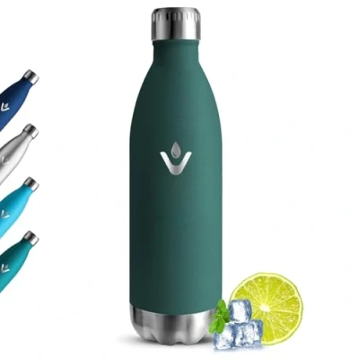 Imagen de Grsta Botella Agua Acero Inoxidable, Termica 1 litro, Sin BPA Termo, Mantiene 24H Frio/12H Calor, Reutilizable Cantimplora Termica, Prueba de Fugas para Gimnasio, Colegio, Hogar