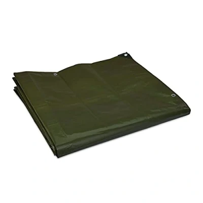 Imagen de Relaxdays Lona Impermeable 200 g/m², 6 x 8 m, Tela Toldo con Ojales, Resistente al Desgarre, Suelo Piscina, Verde