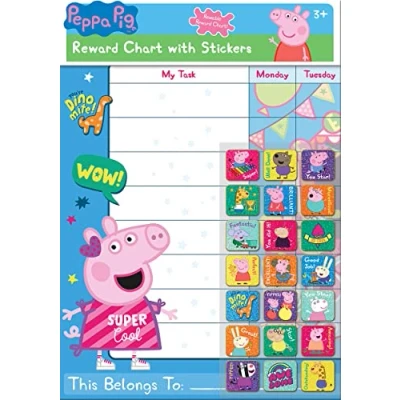 Imagen de PEPPA PIG Reward Chart and Stickers Juguetes para apilar y Encajar, Multicolor, 29.7cm x 42cm (01.70.30.021)
