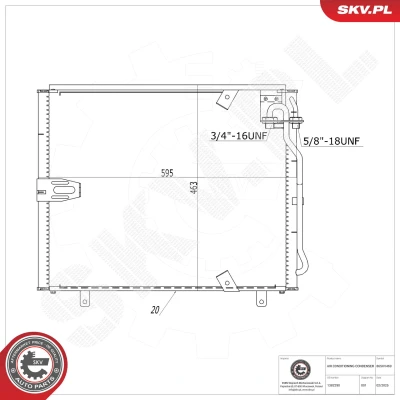 Imagen de ESEN SKV 86SKV469 Condensador sin secador Aluminio 595mm BMW: 5 Sedán