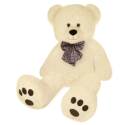 Imagen de monzana® Oso de Peluche Grande con Lazo 100cm Osito Teddy Bear Crema Juguete Niños Regalo Enamorados