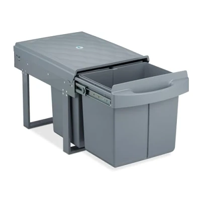 Imagen de Relaxdays Cubo de Basura 3 Compartimentos, Papelera Cocina Extraíble Bajo Fregadero, 15 L y 2x 8L, 34,6x34x51,8 cm, Gris