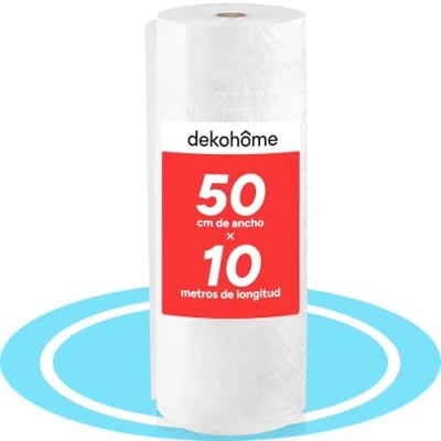 Imagen de Dekohome Rollo Plastico Burbujas Embalaje, 50cm (A) y 10m (L). Papel burbuja perfecto para Protección de Objetos Frágiles, Mudanzas, Embalajes Envíos