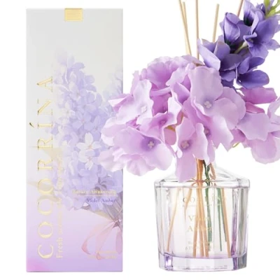 Imagen de COCORRÍNA Flor Difusor de Varillas con 8 Fragancia 250ml/ Ámbar Violeta/Ambientadores Hogar, Ambientador Varillas/difusor Aromas/para Decoración Baños y Estanterías