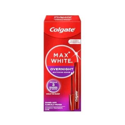 Imagen de Colgate Max White Sérum Blanqueador Nocturno (2,5ml) de Dientes en Casa Revela 3 Tonos Blanco* mientras Duermes Aplicador Nuevo y Mejorado Seguro para el Esmalte