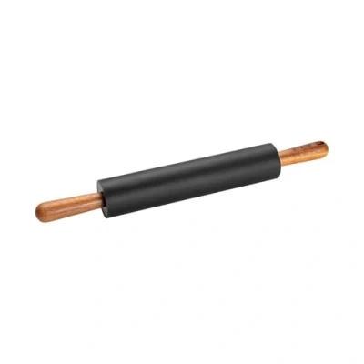 Imagen de STAUB Rodillo para amasar, longitud 45 cm, ancho del rollo: 26 silicona negra sin BPA y madera de acacia, mango ergonómico, color negro marrón