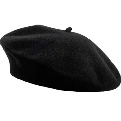 Imagen de Boina Francesa,Boinas de Mujer Gorro Lana Cálido Invierno Otoño Unisex Gorro,Negro