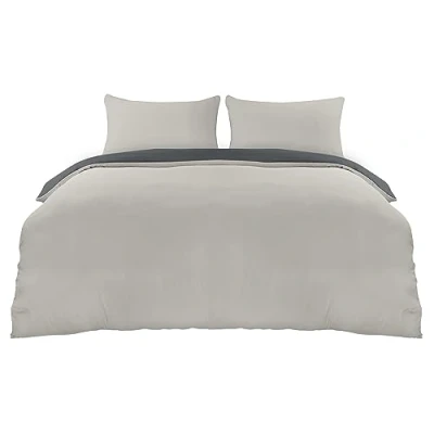 Imagen de Utopia Bedding Funda Nordica Cama 105 Microfibra Juego de Edredon 200x200 cm y 2 Fundas Almohada 50x75 (Gris Oscuro/Gris Claro)