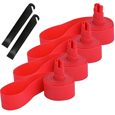 Imagen de QitinDasen 4Pcs Premium PVC Cinta de Llanta Bicicleta, 27.5&quot; Almohadilla Protectora Tubo Interior Revestimiento Neumático con 2Pcs Palanca (Rojo)