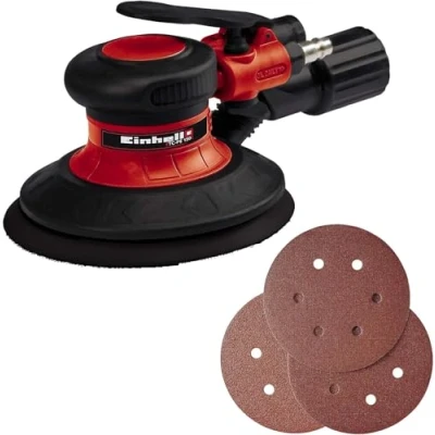Imagen de Einhell Lijadora excéntrica de aire comprimido TC PE 150 (diámetro del disco lija mm, palanca ajuste continuo, incluye 6 papeles lija, boquilla y llave dinamométrica)