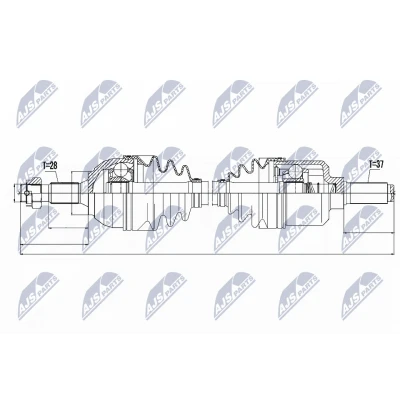 Imagen de NTY NPW CT 052 Árbol de Transmisión Eje delantero, izquierda, delantero automática CITROËN: C5 3, III Familiar