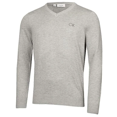 Imagen de Calvin Klein Golf Hombre con Cuello en V Tour Suéter Plata M