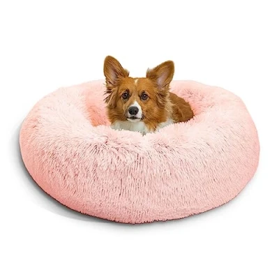 Imagen de Best Friends by Sheri The Original Calming Donut Shag Cama para Perros y Gatos Pelo sintético Rosa bebé Mediana: 76 x cm
