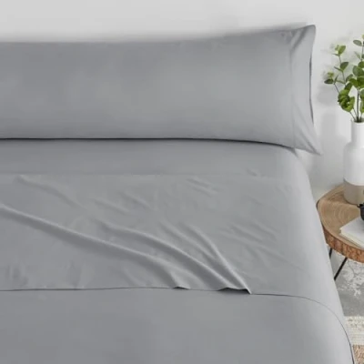 Imagen de Donegal Collections Juego de Sabanas Completo Ropa Cama 180 x 190 y 180x200 Tacto Extrasuave Disponible Color Gris Claro Fabricado en España
