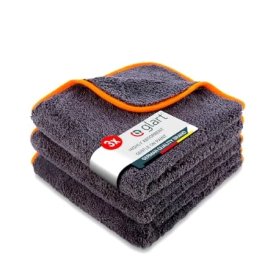 Imagen de Glart Pack de 3 paños multiusos microfibra 600 GSM, 40 x cm, para la casa, cocina, el baño, jardín o oficina, Gris Anthracit/Naranja