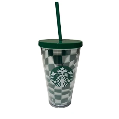Imagen de STARBUCKS New Grande Taza fría de cuadros verdes y blancos 16 onzas