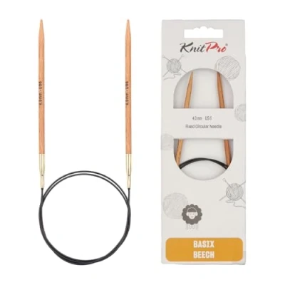 Imagen de Knit Pro Basix Agujas de Tejer Circulares fijas Abedul, 150 cm, Madera, Natural, 4,00 mm