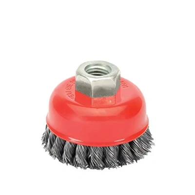 Imagen de WOLFPACK LINEA PROFESIONAL Cepillo Taza Con Alambre de Acero Trenzado Rosca M14, Ø 75 mm. 0,50