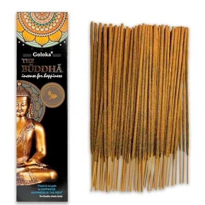 Imagen de Varillas de Incienso Goloka Buddha 1 Paquete 100 g (70 90 Varillas) Aromaterapia Meditación Yoga Packaging EcoFriendly