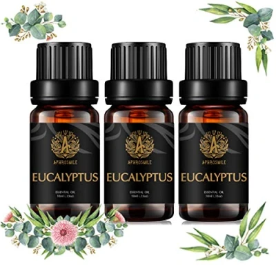 Imagen de aromaterapia aceites esenciales de eucalipto Set, 100% Pure Eucalyptus Essential Oils Aroma 3*10 ml Grado Terapéutico fragancia fijó para difusor