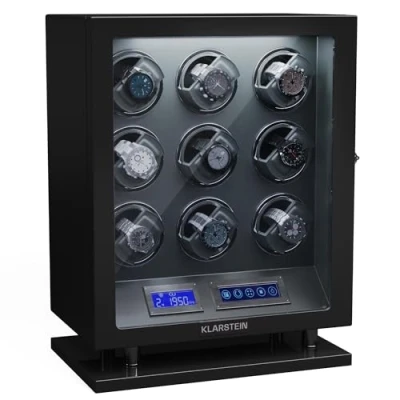Imagen de KLARSTEIN Cargador de Relojes para automáticos, automático 9 Relojes, con Puerta acrílica, automático, Leds Azules, 5 ajustes TPD