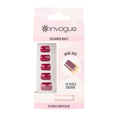 Imagen de Invogue Wine Red Square Nails (24 Pieces)