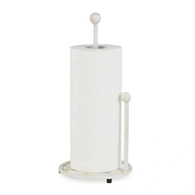 Imagen de Relaxdays Portarrollos de Cocina Pie Vintage Estilo Shabby Chic, Hierro Fundido, Blanco, 33 cm