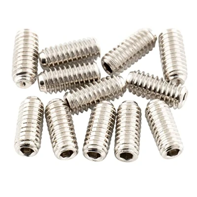 Imagen de Musiclily Ultra UNF#4 48X1/4 Pulgada Acero Inoxidable Tornillos de Selleta Altura Puente para Guitarra Eléctrica USA, Nickel (Set 12)