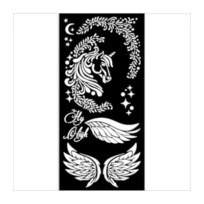 Imagen de Stamperia Plantillas gruesas para álbumes de recortes, álbumes, tarjetas, diario y más, unicornio, material flexible, fácil limpiar, perfecto aficiones, manualidades regalos (Wonderland)