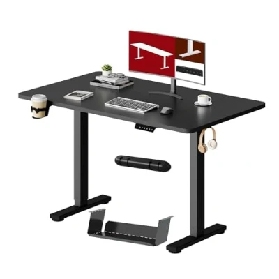 Imagen de SANODESK QS1 110 x 60 cm Escritorio Elevable Eléctrico con un Tablero Entero Mesa de Regulable en Altura Telescópico Bidireccional Control Memoria(Negro)