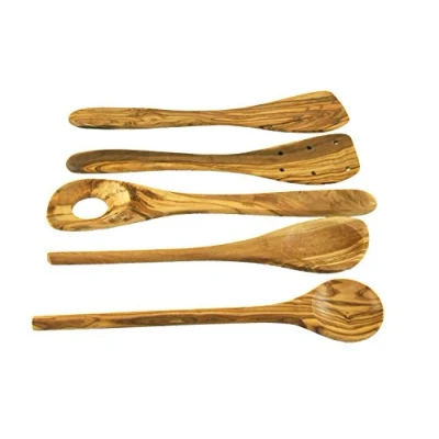 Imagen de Juego de cocina madera olivo, 5 piezas, espátula, cuchara para risotte