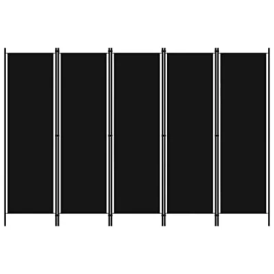 Imagen de vidaXL Biombo Divisor de 5 Paneles Pie Plegable Separador Habitación Dormitorio Estancia Decoración Partición Privacidad Negro 250x180 cm