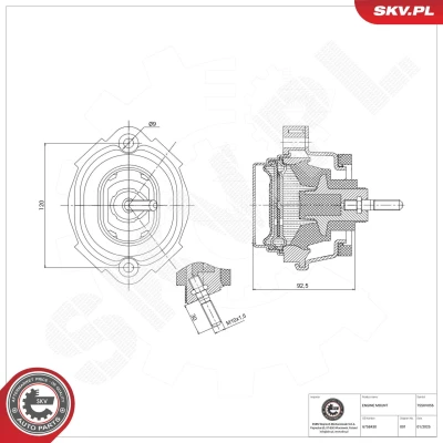 Imagen de ESEN SKV 75SKV056 Soporte de motor delante hidráulico Aluminio, Caucho 93mm BMW: X5 (E53) 3.0 i 2000 2006