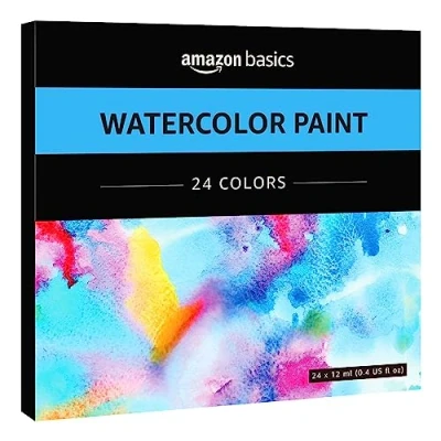 Imagen de Amazon Basics Acuarelas en tubo, surtidos, Paquete de 24 colores