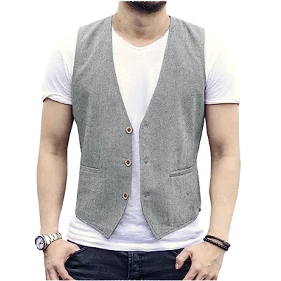 Imagen de AeoTeokey chaleco de lino verano para hombre, informal, ajuste regular, gris claro, XXL