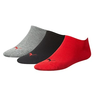 Imagen de Puma Unisex Sneaker Plain 3p, Calcetines adulto, Black/Red/Grey, 35 38 (Pack de 3)