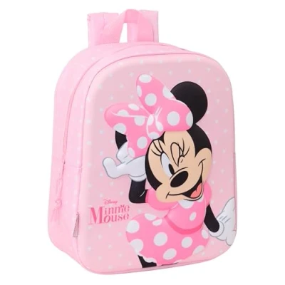 Imagen de Safta MINNIE MOUSE 3D Mochila de Guardería 3D, Adaptable a Carro, Fácil Limpieza, Ideal para Niños Diferentes Edades, Cómoda y Versátil, Calidad Resistencia, 22x10x27 cm