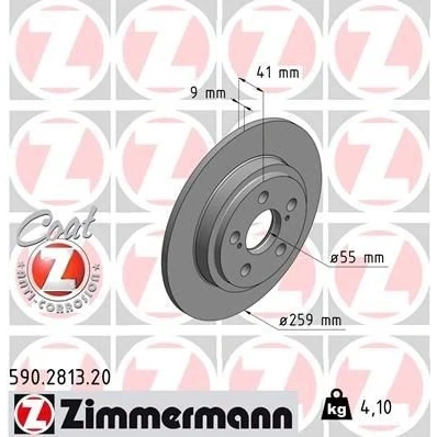 Imagen de ZIMMERMANN COAT Z 590.2813.20 Disco de freno 259 9 7/5 5 100 macizo revestido TOYOTA: Urban Cruiser