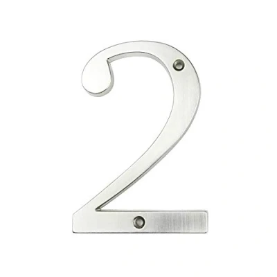 Imagen de HASWARE Letrero con número de casa, 4 Pulgadas (10 cm), números Puerta Modernos, Placa señalización, dirección aleación Zinc (2, Plata)