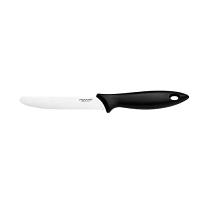 Imagen de FISKARS Cuchillo para tomates, Essential, Longitud total: 23 cm, Acero inoxidable/Plástico PP, Negro, 1065569