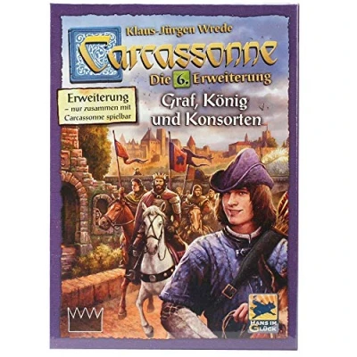 Imagen de Hans im Glück, Carcassonne Count, King and Consorts, 6ª expansión, Juego Familiar, de Mesa, 2 6 Jugadores, a Partir 7 años, más 40 Minutos, alemán
